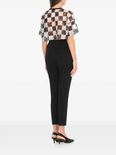 PINKO check-print cropped T-shirt - White - zdjęcie produktu nr 2