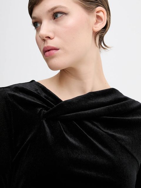 Dkny sukienka welurowa kolor czarny mini dopasowana DD5V1M55