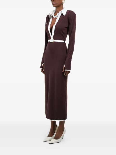 Rowen Rose long-sleeves V-neck maxi dress - Brown