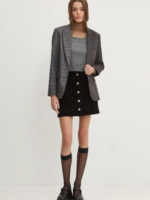 Guess Jeans top z domieszką jedwabiu kolor szary W4BR17 Z3HO2