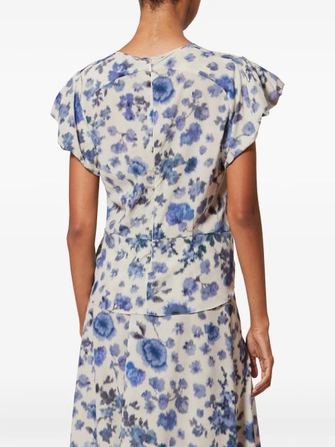 ISABEL MARANT Tullya knotted floral top - Neutrals