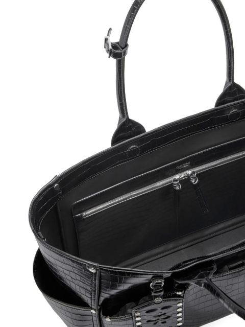 GANNI embossed studded tote bag - Black