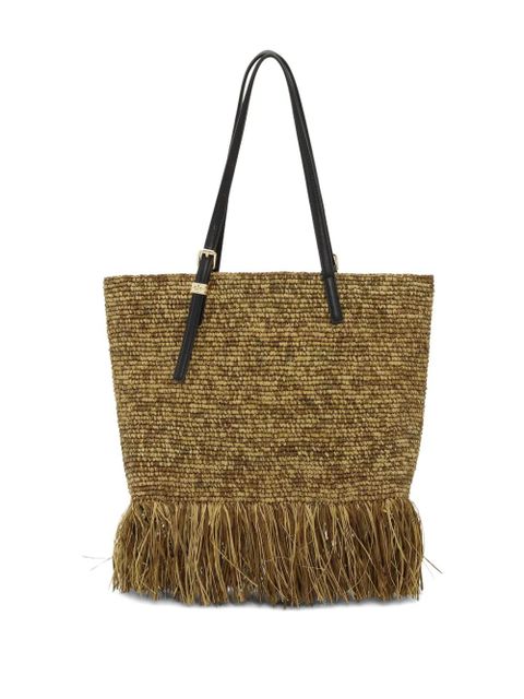 GANNI raffia tote bag - Neutrals