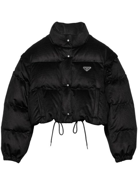 Prada convertible cropped puffer jacket - Black