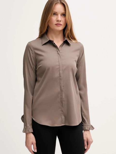Mos Mosh koszula damska kolor brązowy regular z kołnierzykiem klasycznym 144070 - zdjęcie produktu nr 1