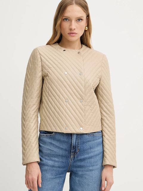 BOSS kurtka skórzana kolor beżowy przejściowa 50541919 - zdjęcie produktu nr 1