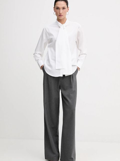 Pedro del Hierro koszula damska kolor biały relaxed z wiązanym dekoltem 6632008