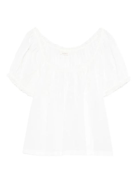 DÔEN lace-detail scoop-neck blouse - White - zdjęcie produktu nr 1