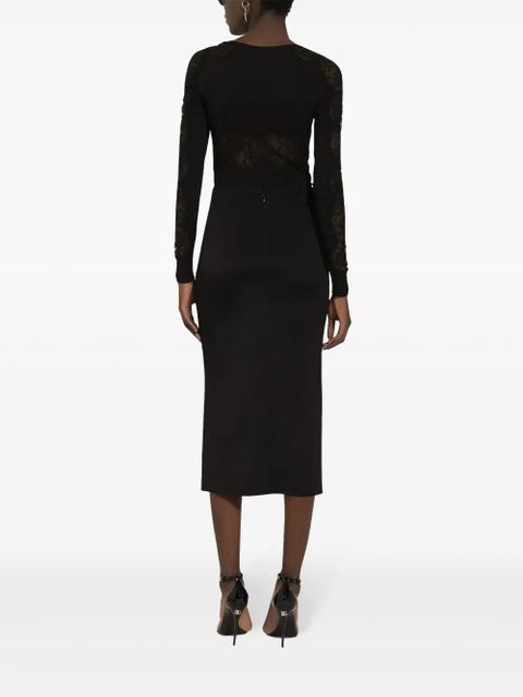 Dolce & Gabbana floral-lace knit jumper - Black