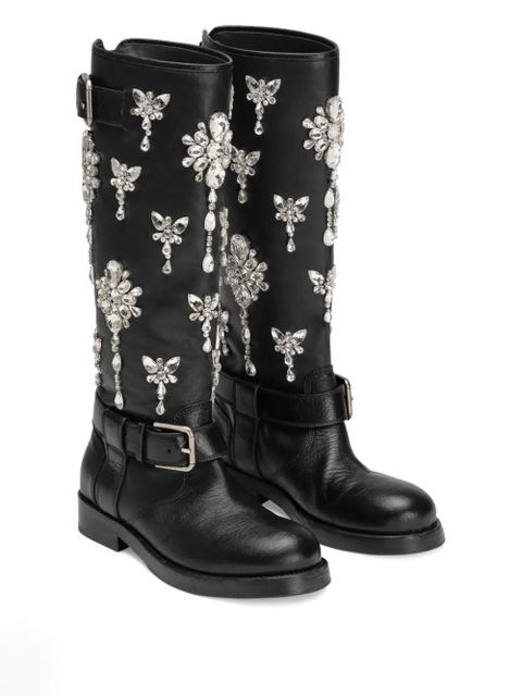Dolce & Gabbana crystal-embellished buckle boots - Black - zdjęcie produktu nr 2