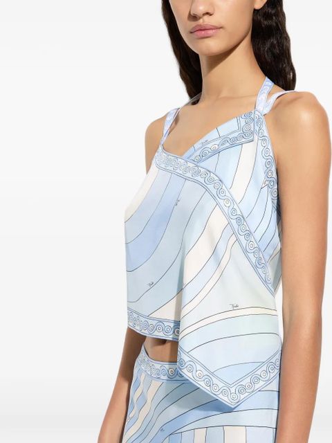PUCCI Iride-print silk scarf top - Blue