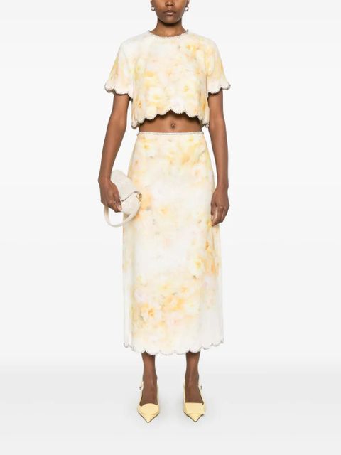 ZIMMERMANN Crush scalloped midi skirt - Yellow - zdjęcie produktu nr 2