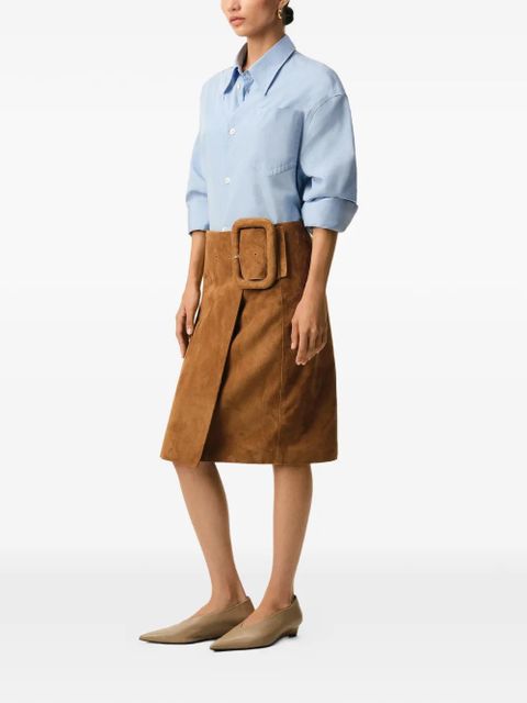 AMI Paris belted A-line midi skirt - Brown