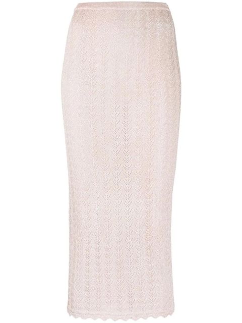 Alessandra Rich pointelle-knit midi pencil skirt - Pink - zdjęcie produktu nr 1