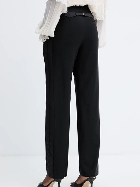 Twinset spodnie z domieszką wełny damskie kolor czarny proste high waist 252TS2063