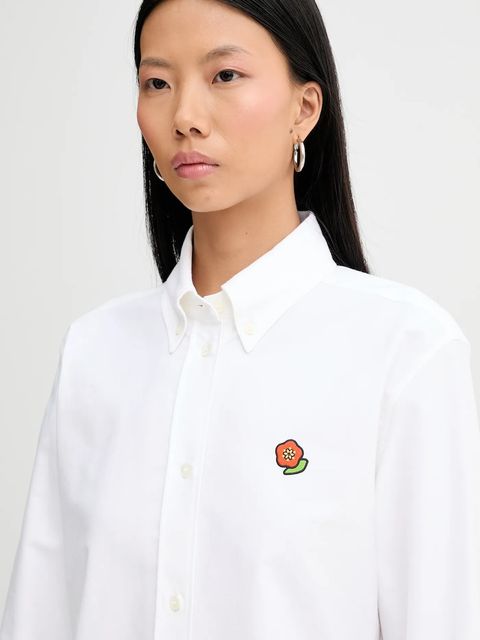 Kenzo koszula bawełniana damska kolor biały regular z kołnierzykiem klasycznym FF52CH2649LO.01