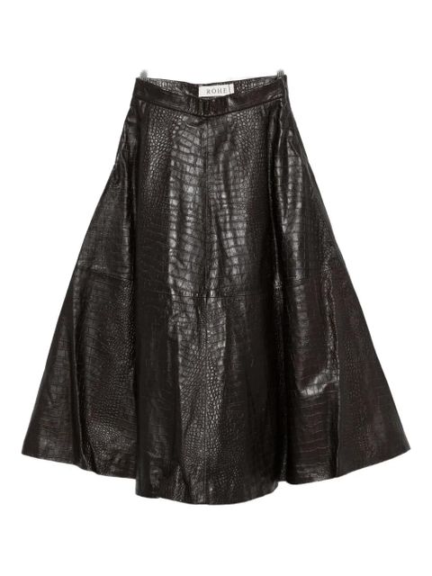 Róhe leather A-line skirt - Brown
