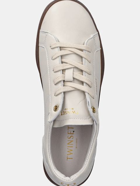 Twinset sneakersy skórzane damskie kolor beżowy 252TGT024