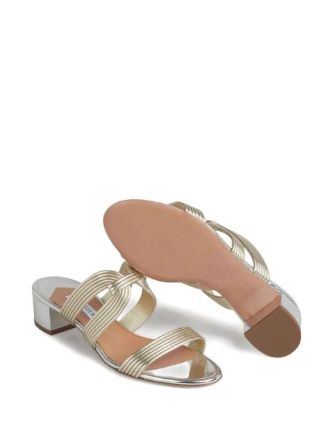 Aquazzura ribbed-strap metallic sandals - Gold