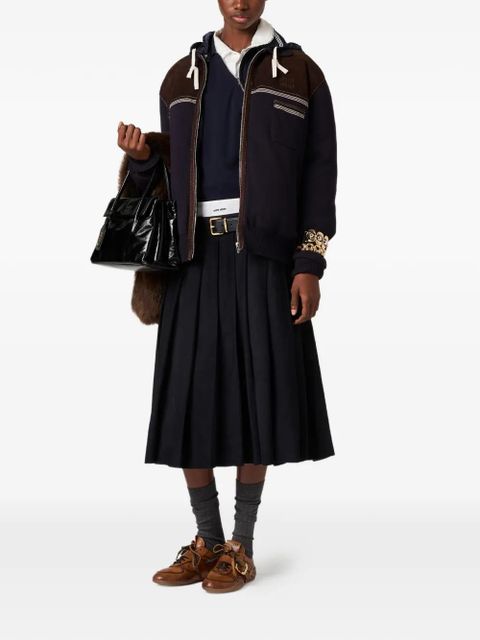 Miu Miu pleated suede midi skirt - Blue - zdjęcie produktu nr 2