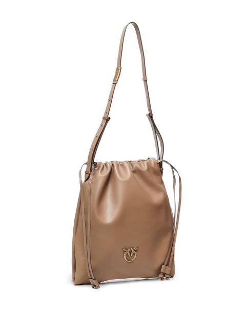 PINKO drawstring leather shoulder bag - Brown