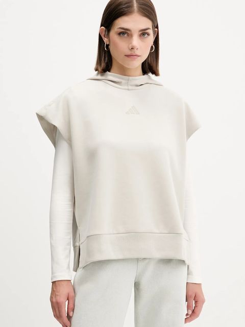 adidas bluza ALL SZN damska kolor beżowy z kapturem gładka JV9887 - zdjęcie produktu nr 1