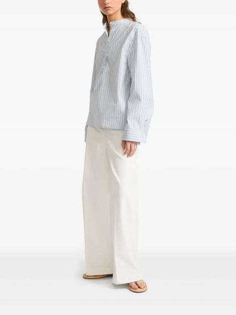 Yves Salomon striped cotton poplin blouse - Blue