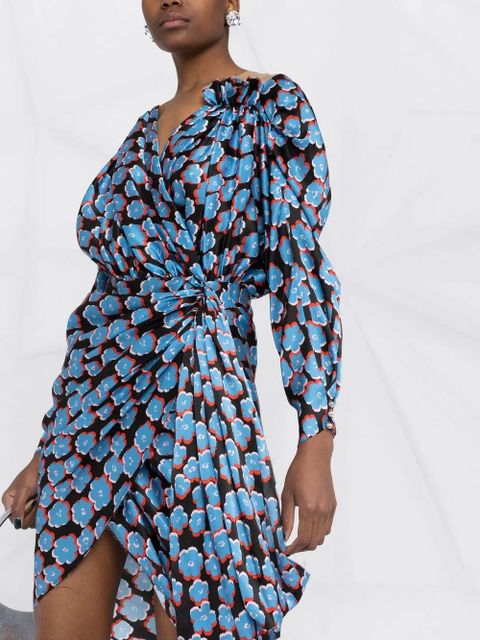 Lanvin floral-print asymmetric dress - Black