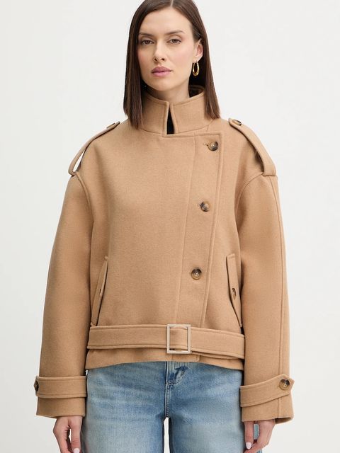 Morgan płaszcz z dodatkiem wełny kolor beżowy GMOT