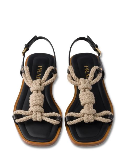 Prada knotted rope-detail sandals - Black