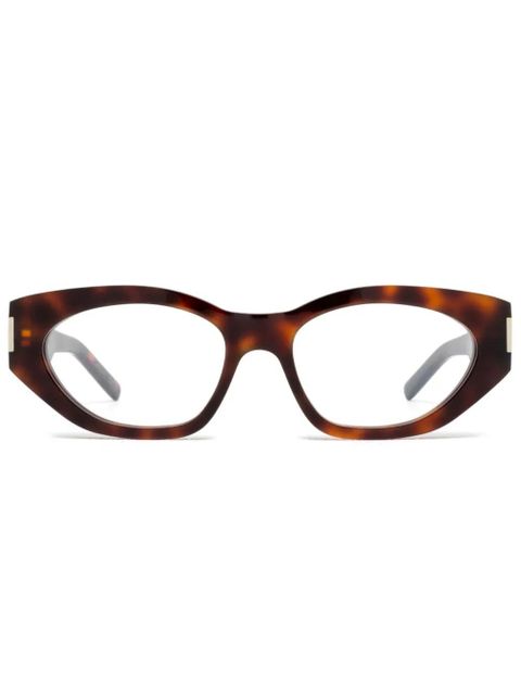 Saint Laurent Eyewear logo-print glasses - Brown - zdjęcie produktu nr 1