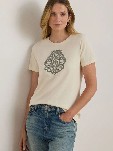 Lauren Ralph Lauren t-shirt bawełniany damski kolor beżowy 200980211 - zdjęcie produktu nr 1