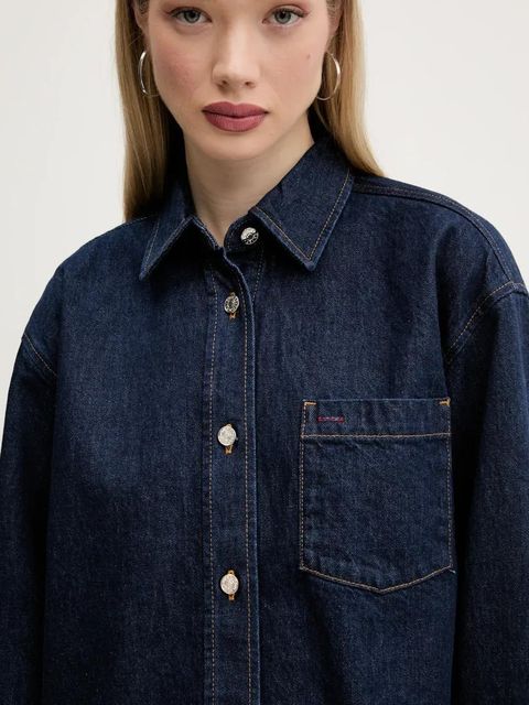 Tommy Jeans kurtka jeansowa kolor granatowy przejściowa oversize DW0DW20567