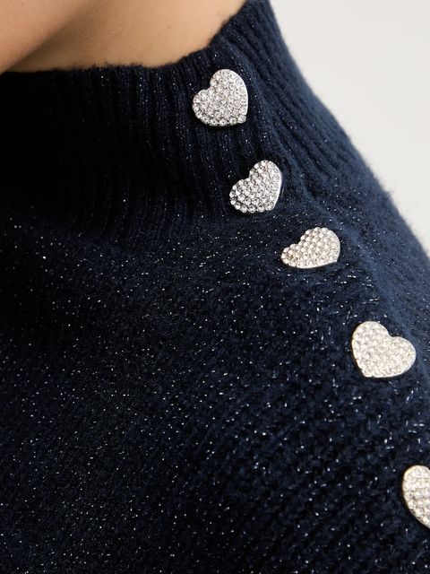 Morgan sweter z domieszką wełny MSTORI damski kolor granatowy z półgolfem MSTORI - zdjęcie produktu nr 2