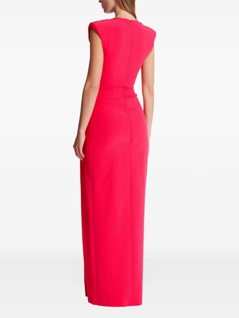 Balmain chain-embellished crepe dress - Red