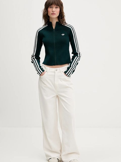 adidas Originals kardigan Slim Knit Tt damski kolor zielony JY2599