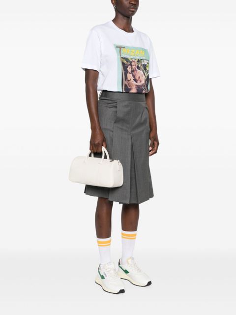 Longchamp logo-debossed leather tote bag - White