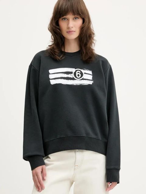 MM6 Maison Margiela bluza bawełniana damska kolor czarny z nadrukiem S62GU0139 - zdjęcie produktu nr 1