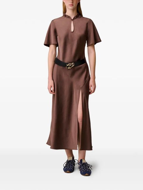 Claudie Pierlot ruffled neck-cutout dress - Brown - zdjęcie produktu nr 2