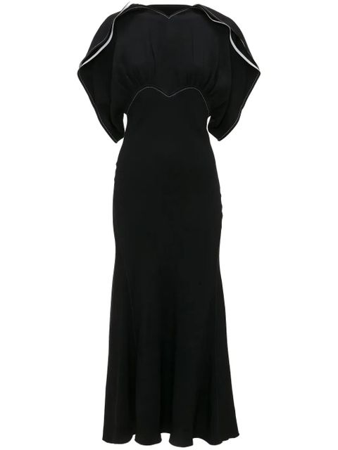 Victoria Beckham draped-sleeve flared midi dress - Black - zdjęcie produktu nr 1