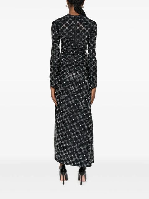 Maje square-neck patterned dress - Black