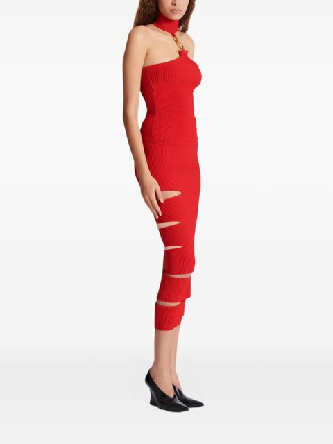Balmain cut-out knitted skirt - Red