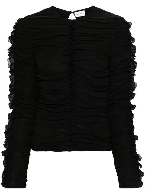 Magda Butrym ruched silk-blend top - Black - zdjęcie produktu nr 1