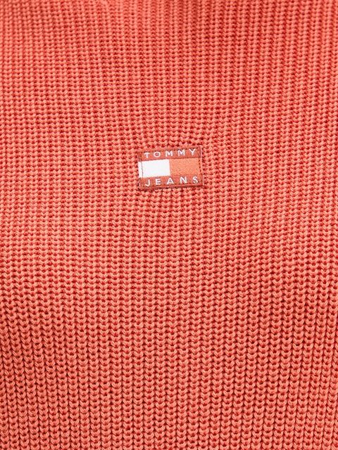 Tommy Jeans sweter bawełniany damski kolor pomarańczowy z półgolfem DW0DW21676