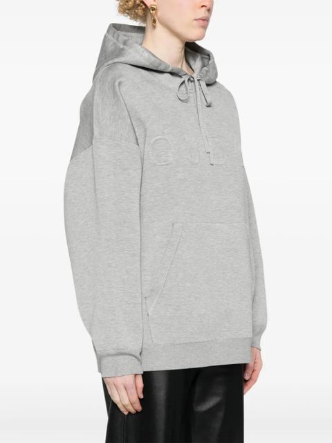 Gucci embossed-logo mélange-effect hoodie - Grey