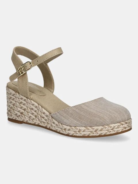 Tommy Hilfiger espadryle CHAMBRAY MID WEDGE ESPAD kolor beżowy na koturnie FW0FW08477 - zdjęcie produktu nr 1