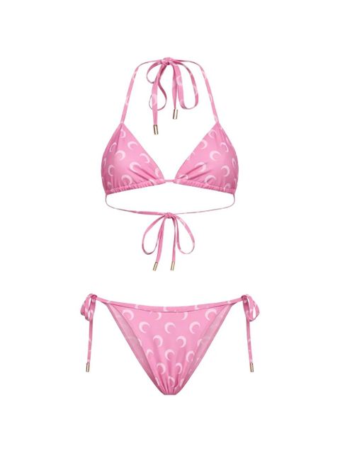 Marine Serre Moon-print triangle bikini - Pink - zdjęcie produktu nr 1