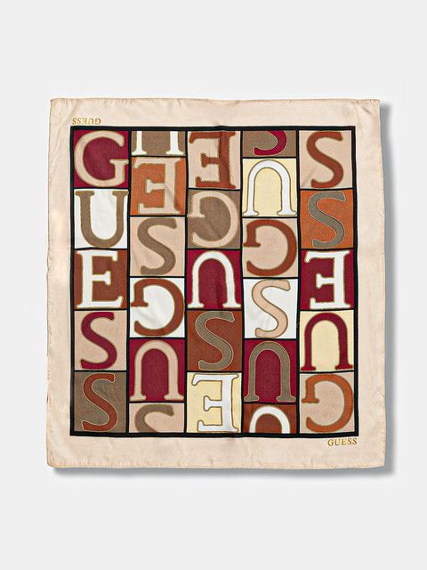 Guess chusta jedwabna damska kolor brązowy wzorzysta AW5345 SIL03
