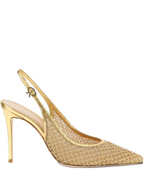 Gianvito Rossi Nikki metallic slingback pumps - Gold - zdjęcie produktu nr 1
