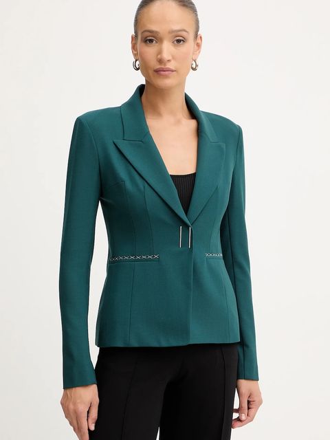 Patrizia Pepe marynarka z dodatkiem wełny kolor zielony jednorzędowa gładka 2S1537 A475 - zdjęcie produktu nr 1